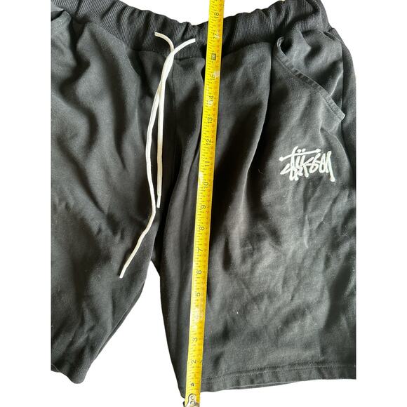 Stussy Black Embroidered Logo Cotton Drawstring Shorts - Picture 8 of 8